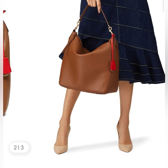 Like New Tory Burch Moose Perry Hobo Bag Leather Boho Slouchy Purse & Dustbag - Picture 2 of 7